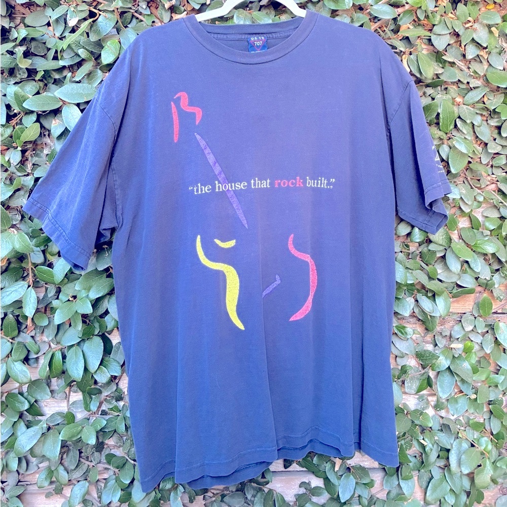Vintage 1999 Rock N Roll HOF Faded Navy Blue Graphic Tee - XL